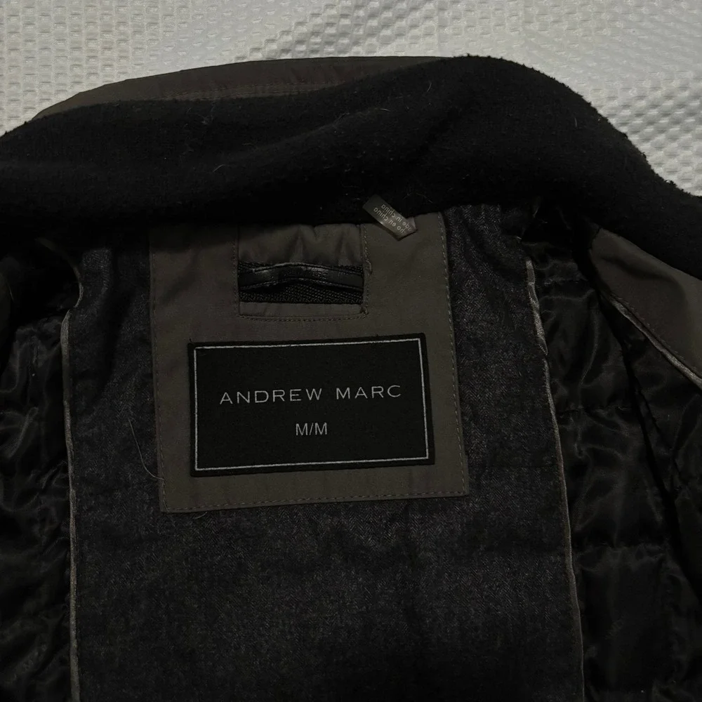 Andrew‎ Marc Mens Bomber Jacket Brown Olive Full Zip Quilted Lined Medium